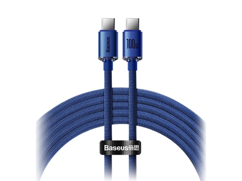 BASEUS USB-C-kábel az USB-C Crystal Shine-hoz, 100W, 1.2m, kék